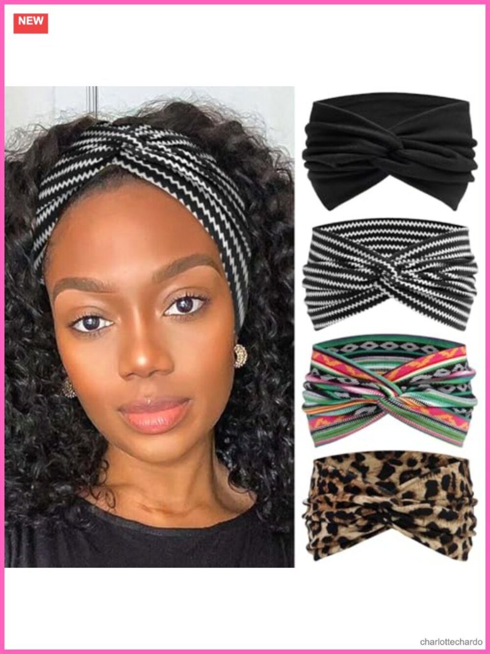 4 Pack Wide Boho Knotted Turban Headbands Soft Hair Wraps